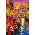 Venice Gondola Carnival Lights finished diamond painting on white
