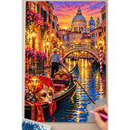 Venice Gondola Carnival Lights diamond painting process