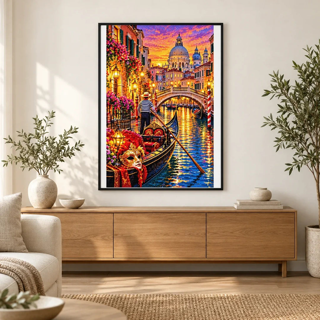 Venice Gondola Carnival Lights finished artwork in home décor