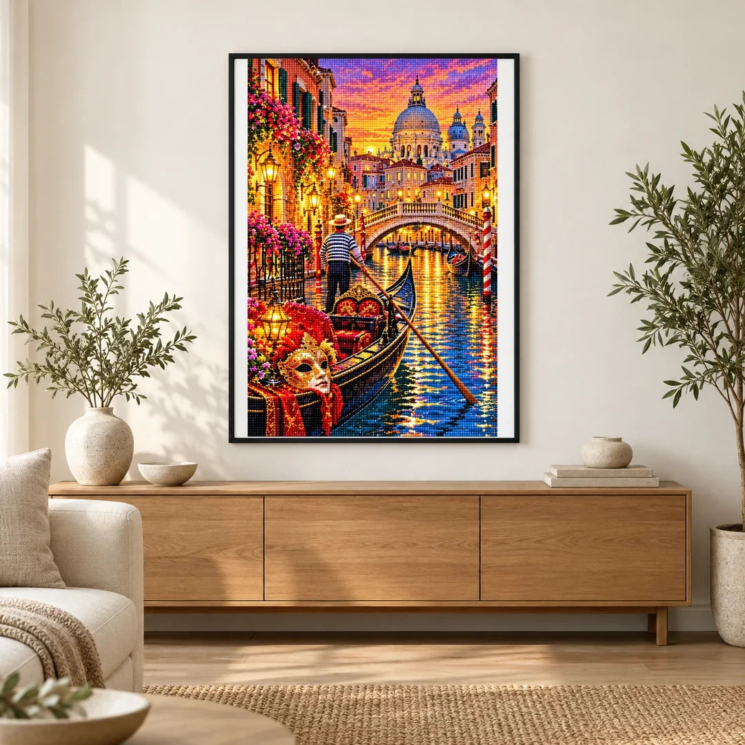 Venice Gondola Carnival Lights finished artwork in home décor