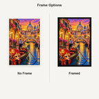 Venice Gondola Carnival Lights No Frame and Framed comparison
