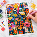 Vibrant Floral Garden Diamond Painting Kit finished white-background