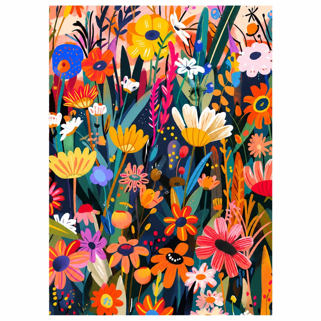 Vibrant Floral Garden Diamond Painting Kit No Frame and Framed comparison