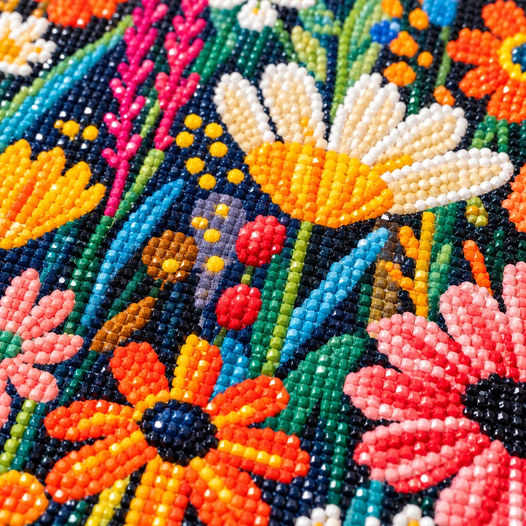 Vibrant Floral Garden Diamond Painting Kit process
