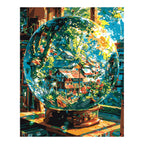 Original landscape artwork for Village Within The Globe Diamond Painting Kit