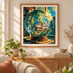 Village Within The Globe diamond painting displayed as home decor