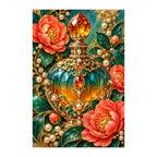 Original white-background artwork of Vintage Perfume and Camellias