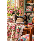 Vintage Sewing Room Roses — original artwork on a clean white background