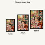 Vintage Sewing Room Roses — size comparison for 20 × 30, 30 × 40 and 40 × 50 cm