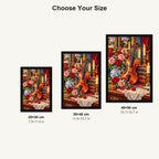 Vintage Violin Roses Candles — size comparison for 20 × 30, 30 × 40 and 40 × 50 cm