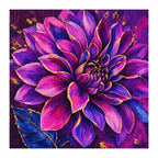 White-background finished diamond painting of Violet Flame Bloom