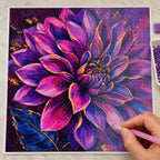 Diamond painting process for Violet Flame Bloom