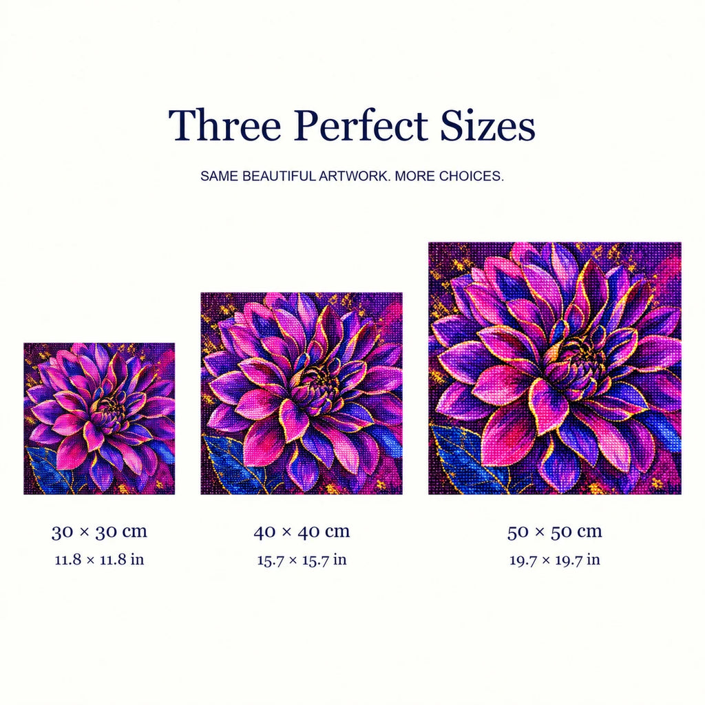 Three canvas sizes for Violet Flame Bloom