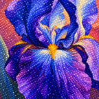 Close-up diamond drill detail of Violet Iris Bloom