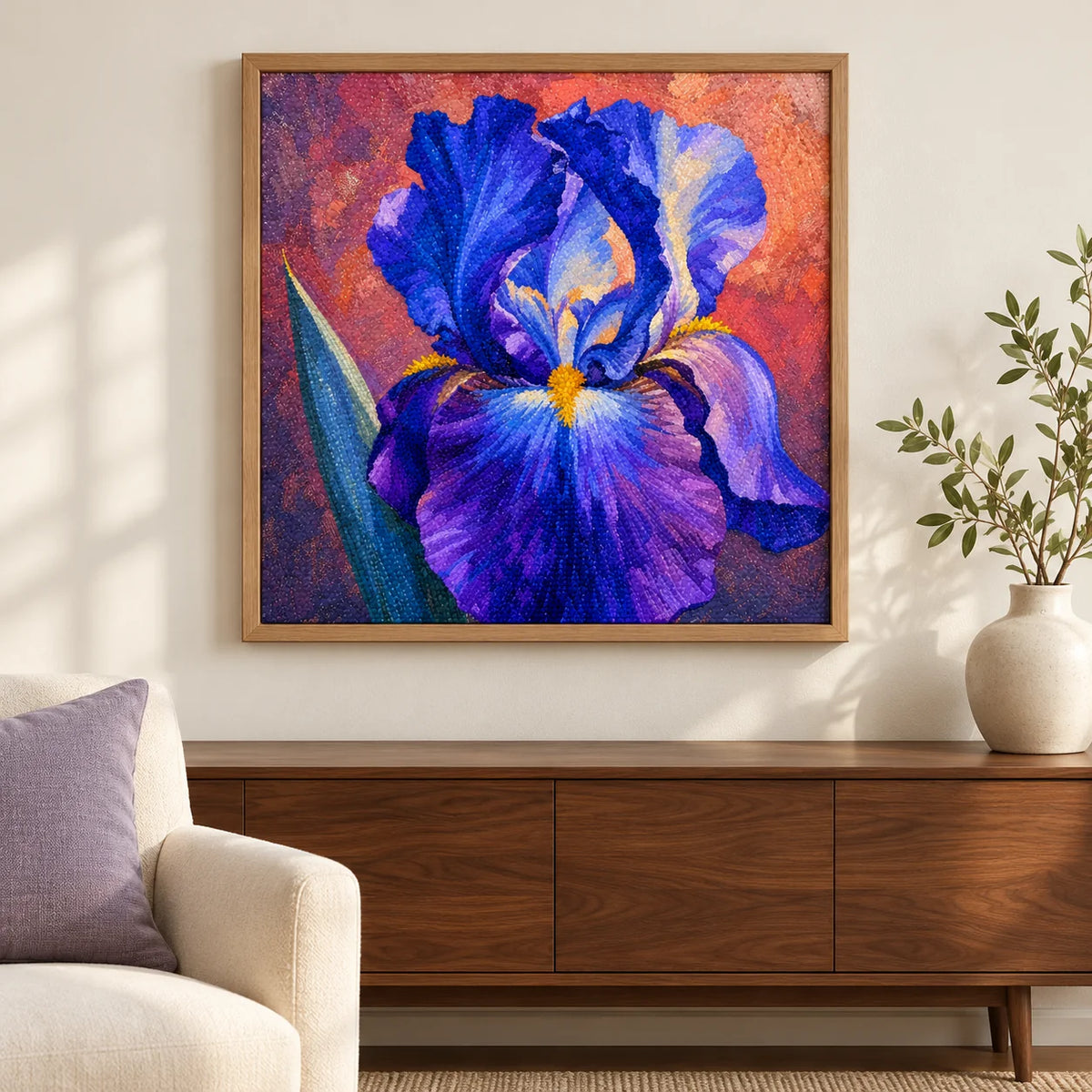 Home decor scene featuring Violet Iris Bloom