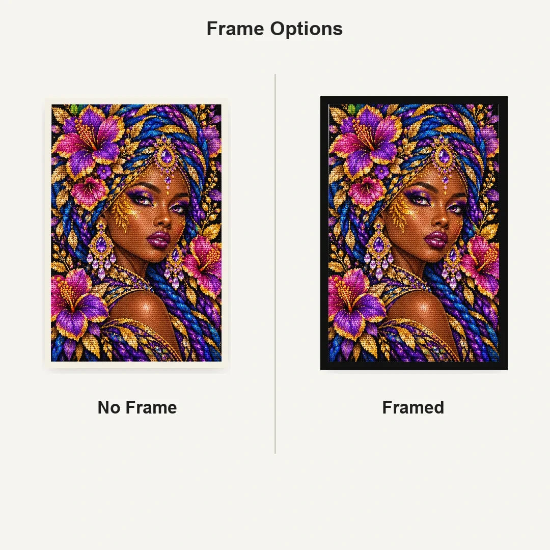 Violet Iris Queen No Frame and Framed style comparison