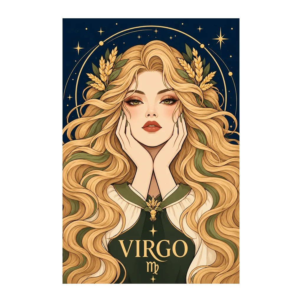 Original white-background artwork of Virgo Wheatfield Maiden