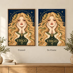 Framed and no-frame options for the Virgo Wheatfield Maiden diamond painting