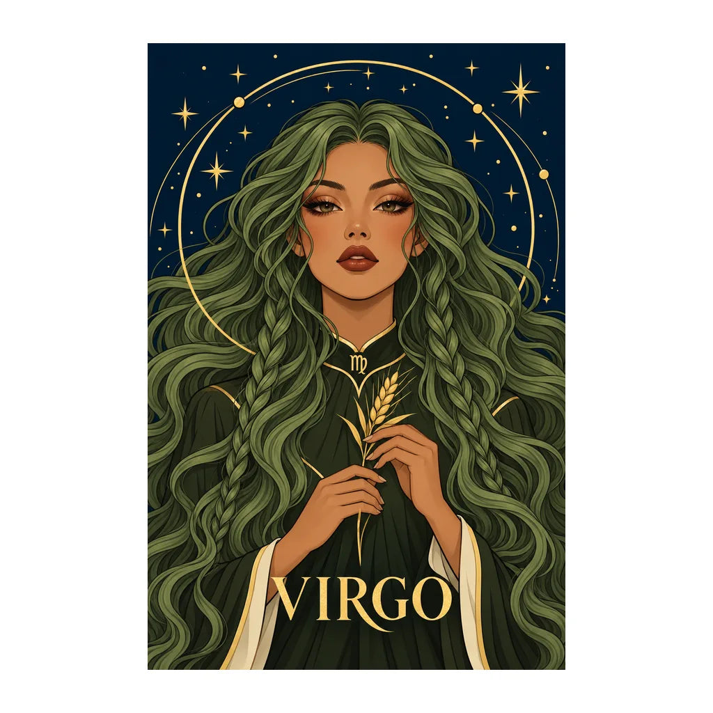 Original white-background artwork of Virgo Sage Herbalist