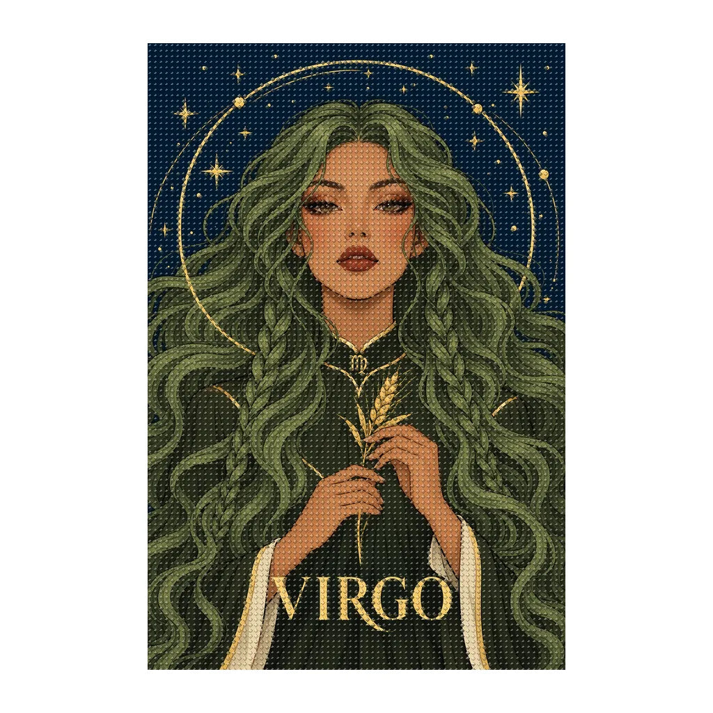 Finished white-background diamond painting of Virgo Sage Herbalist
