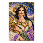 Finished white-background diamond painting for Virgo wheat maiden