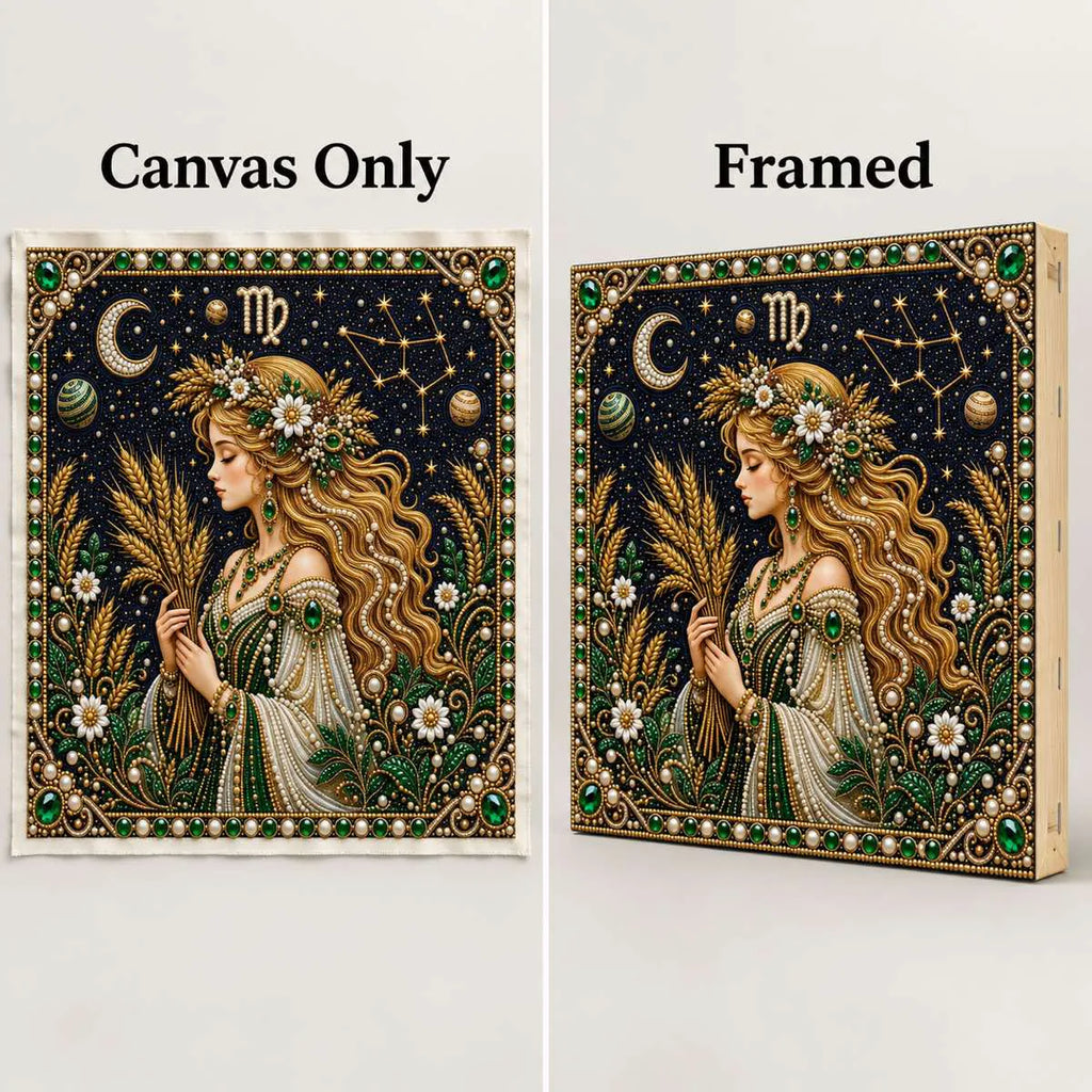 virgo canvas-only and framed display options; no decorative outer frame included