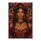 Finished white-background diamond painting of Volcanic Garden Keeper