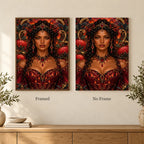 Framed and no-frame options for the Volcanic Garden Keeper diamond painting