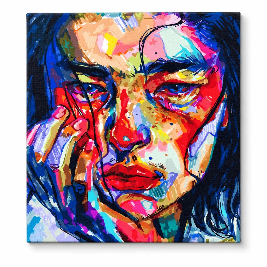 Woman Adjusting Glasses Cubist: original image