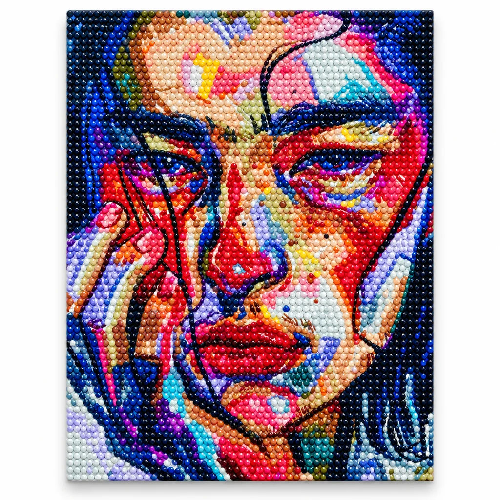 Woman Adjusting Glasses Cubist: finished image