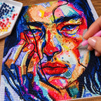 Woman Adjusting Glasses Cubist: process image