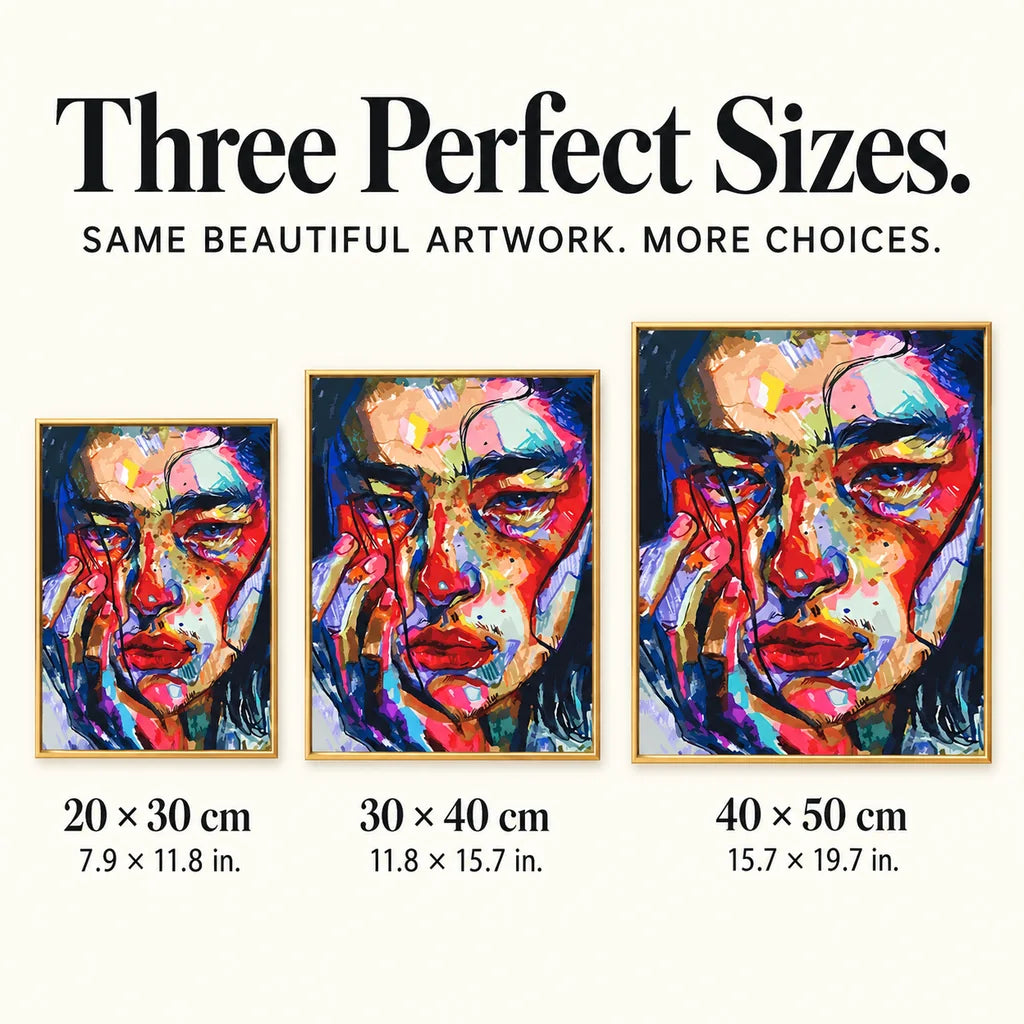 Woman Adjusting Glasses Cubist: sizes image