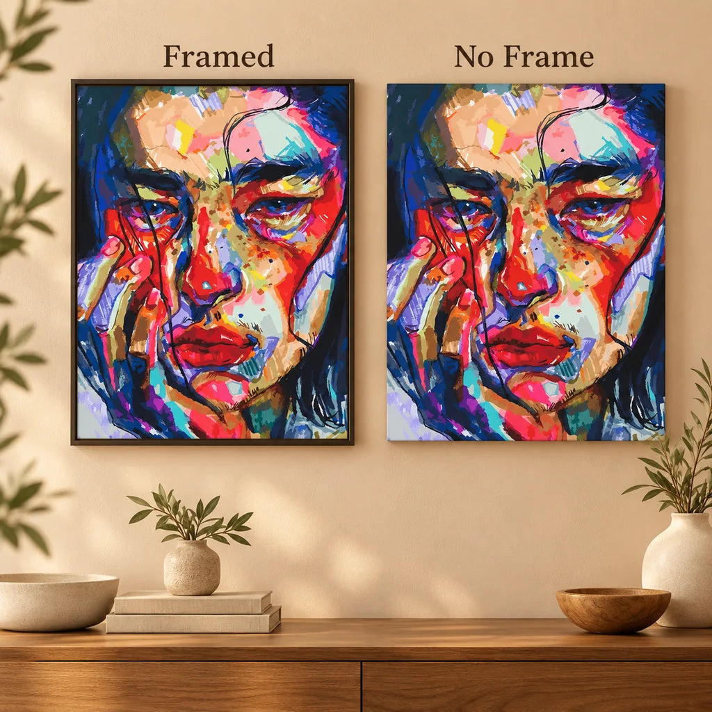 Woman Adjusting Glasses Cubist: frame comparison image