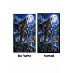 Werewolf Moonlit Mountain Diamond Painting Kit No Frame and Framed comparison
