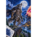 Werewolf Moonlit Mountain Diamond Painting Kit diamond placement process