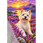 Westie Scottish Heather Field Diamond Painting Kit — canvas and drill material detail