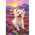 Westie Scottish Heather Field Diamond Painting Kit — original white-background artwork