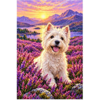 Westie Scottish Heather Field Diamond Painting Kit — original white-background artwork