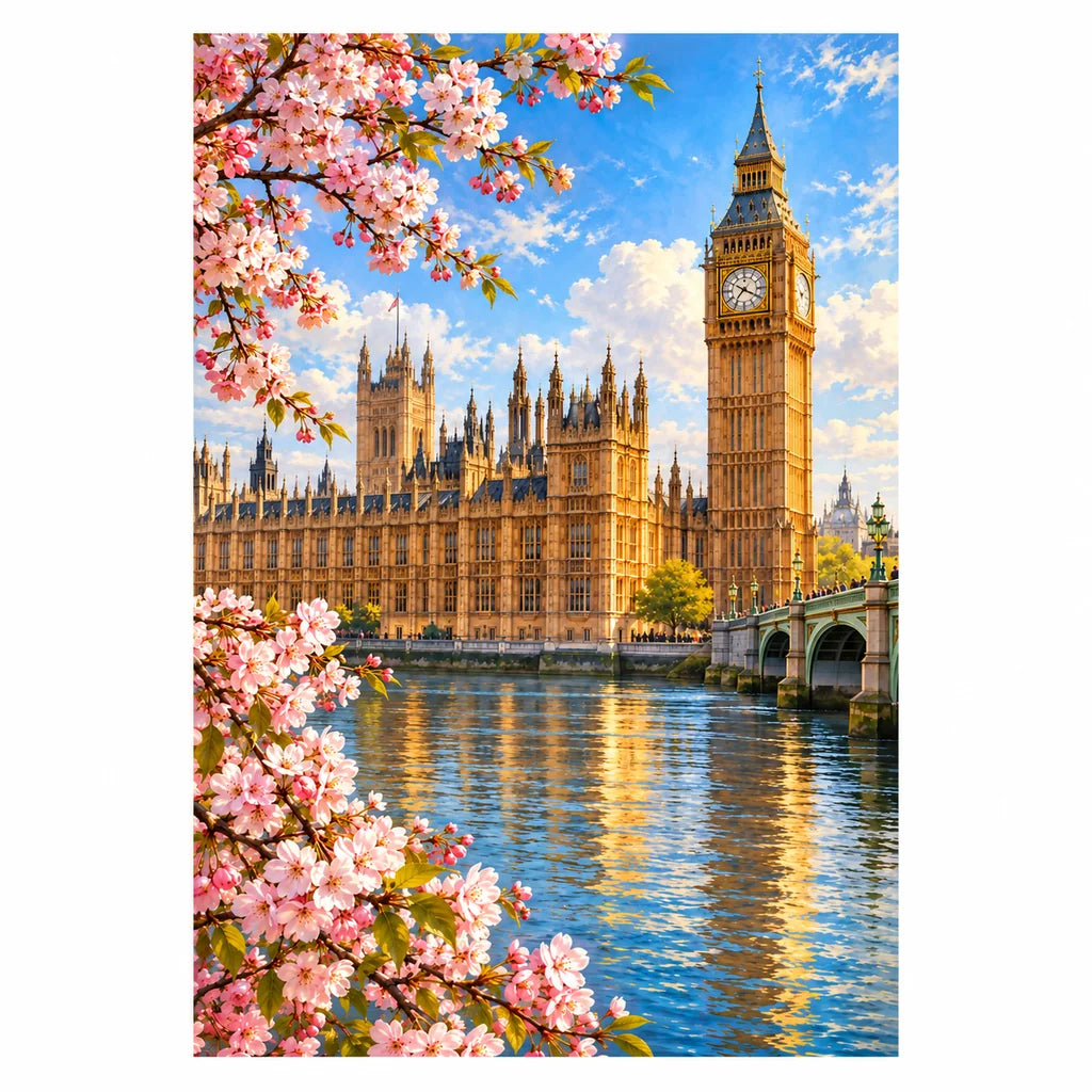 Original Westminster Big Ben artwork on a white background.