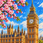 Close-up of drill details in the Westminster Big Ben diamond painting.