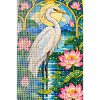 White Heron Lotus Pond Diamond Painting Kit — canvas and drill material detail