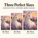 White Horse Among Lavender Wildflowers Diamond Painting Kit — Size guide