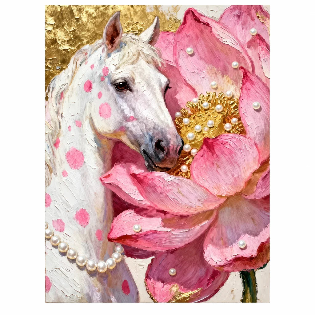 White Horse Among Pink Blossoms: original