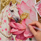 White Horse Among Pink Blossoms: process