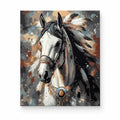 White Horse Portrait paint by numbers artwork on a front-facing canvas against a white background