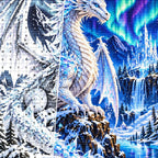 White Ice Dragon Northern Lights — close-up canvas and resin drill detail