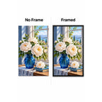 White Peony Blue Vase Diamond Painting Kit No Frame and Framed comparison