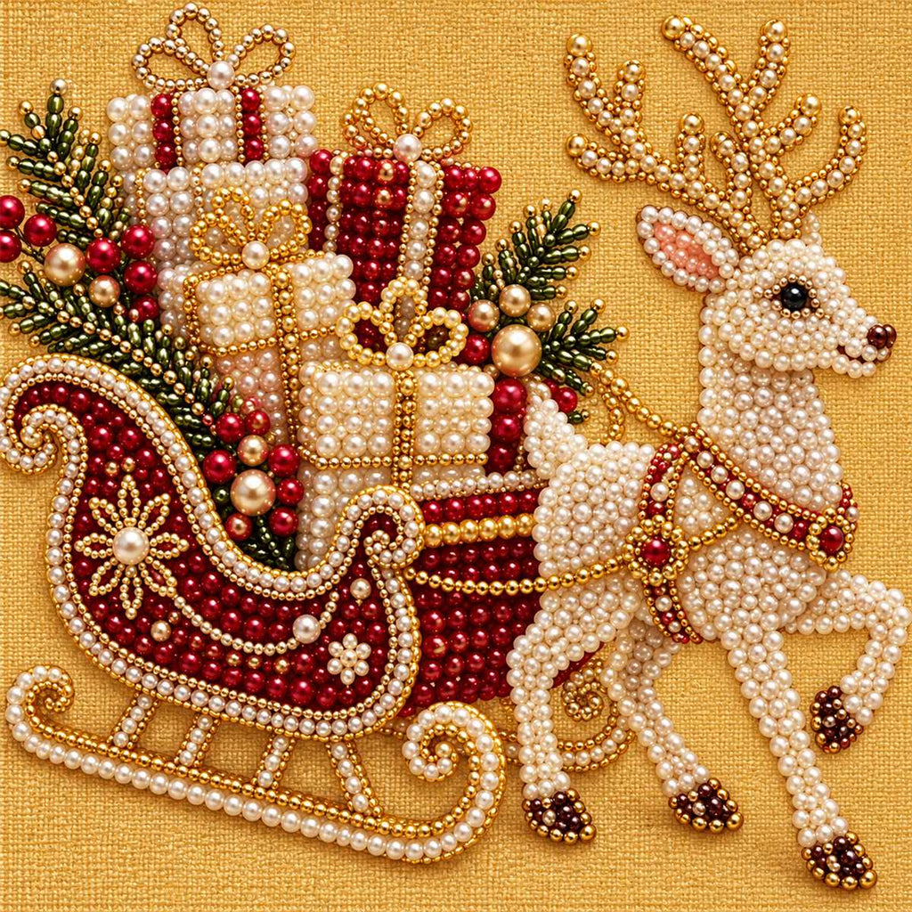 White Reindeer Gift Sleigh — detail image