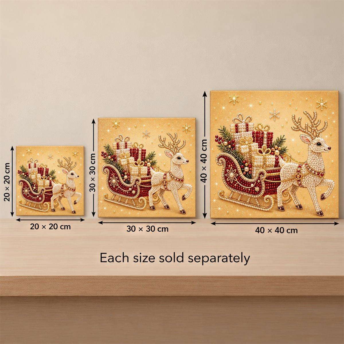 White Reindeer Gift Sleigh — size image