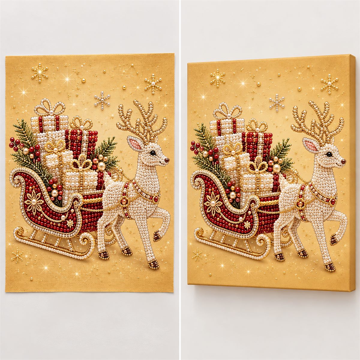 White Reindeer Gift Sleigh — style image